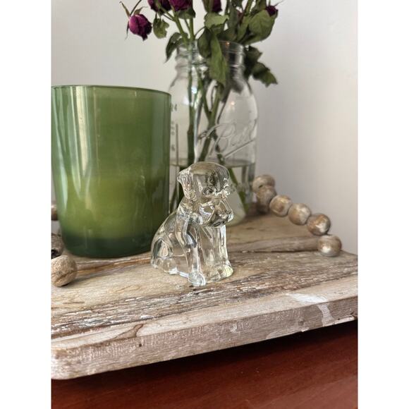 Vintage Hollow Sad Glass Dog Candy Container 1940's Refillable - Picture 3 of 8